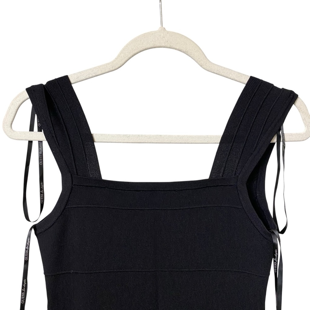 Guess LBD sweetheart neck black stretch structure bandage bodycon knit Dress 4 - Picture 10 of 12